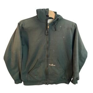 Vintage Carhartt Thermal Lined Zip Up Hoodie Green Made in USA Mens XL 0201